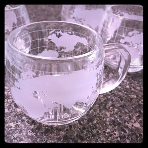 Nescafé set of 4 vintage clear glass mugs
